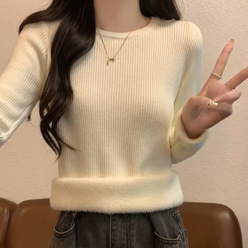 【tops】裏起毛ニットトップス Q7783
