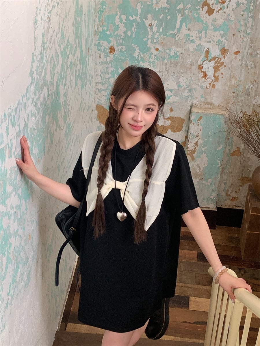 【dress】リボン付きワンピース　M25038