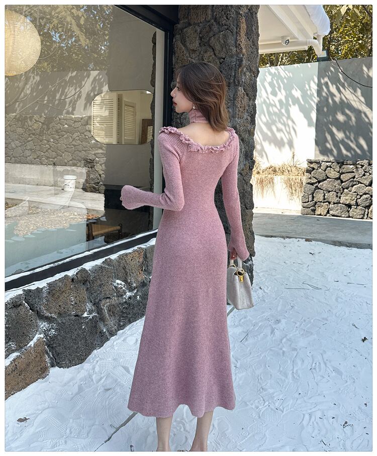 【dress】立体フラワーニットワンピース　M27289