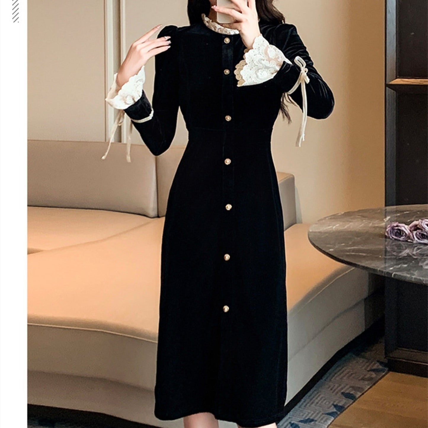 【dress】レース切り替えデートワンピース　N2394