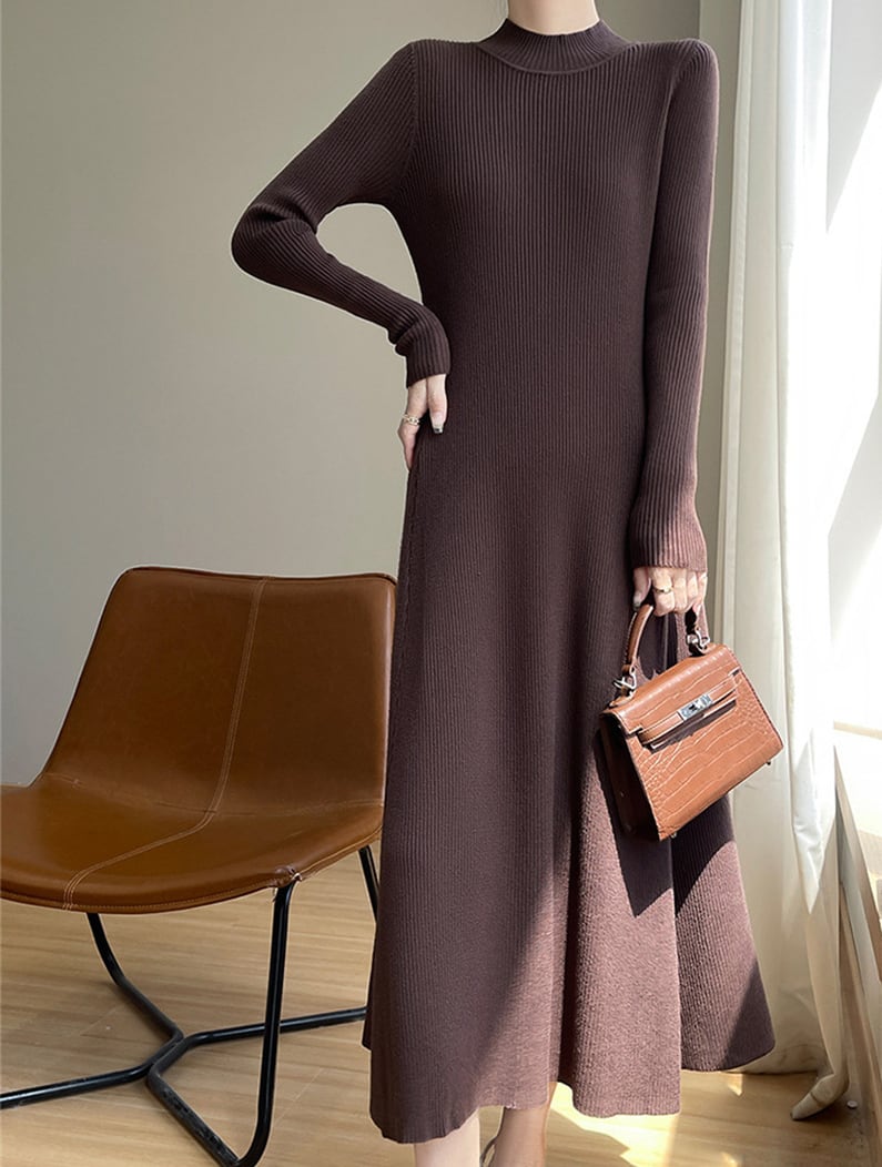 【dress】ハイネックニットワンピース Q7316
