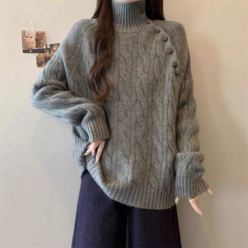 【tops】ハイネックニットトップス Q7314