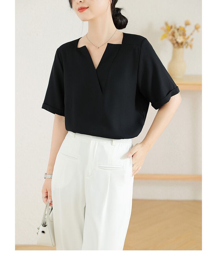 【tops】VネックOL通勤ブラウスG21073