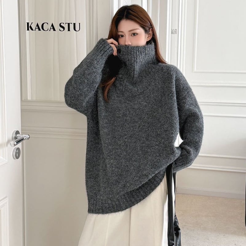 【tops】ハイネックニットトップス Q7252