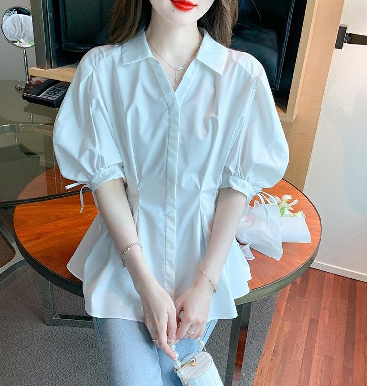 【tops】ランタンスリーブギャザーブラウスF7503