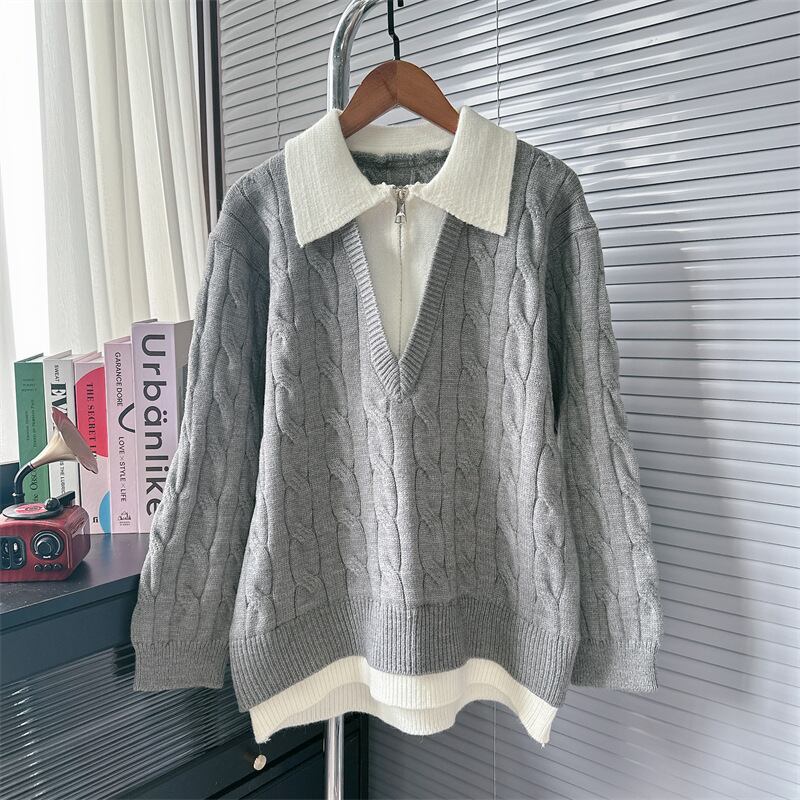 【tops】切り替えニットセーター　M28622