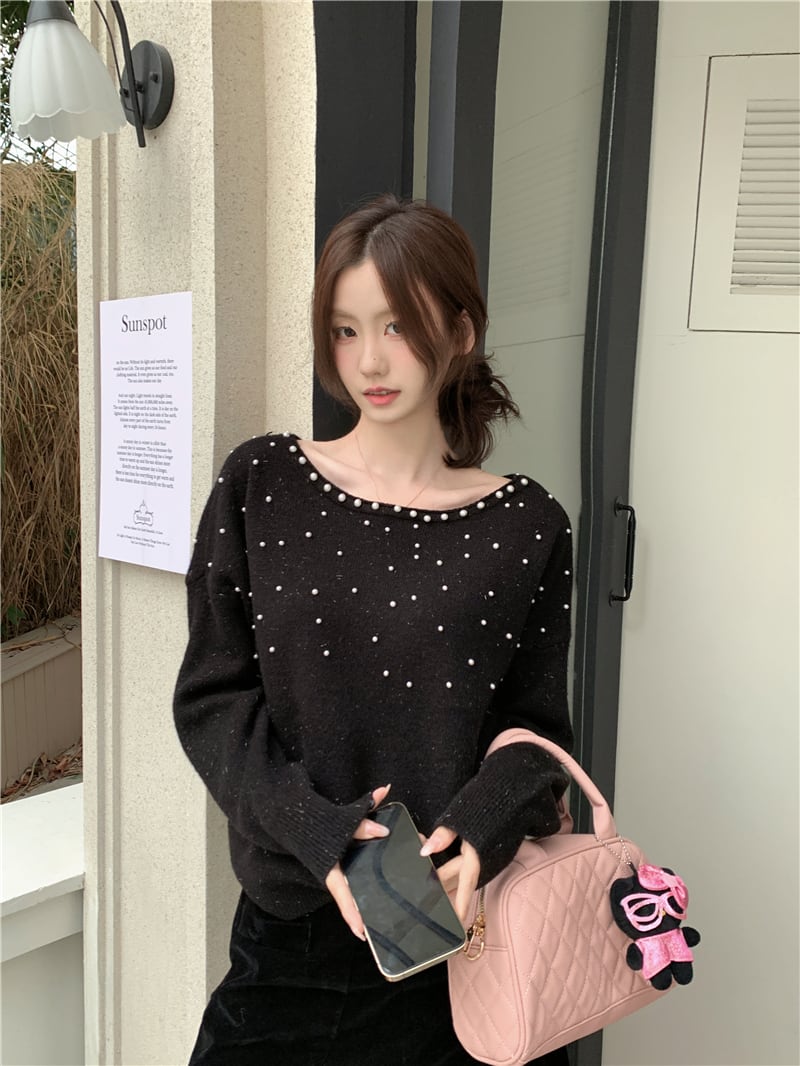 【tops】パールニットセーター　N2726