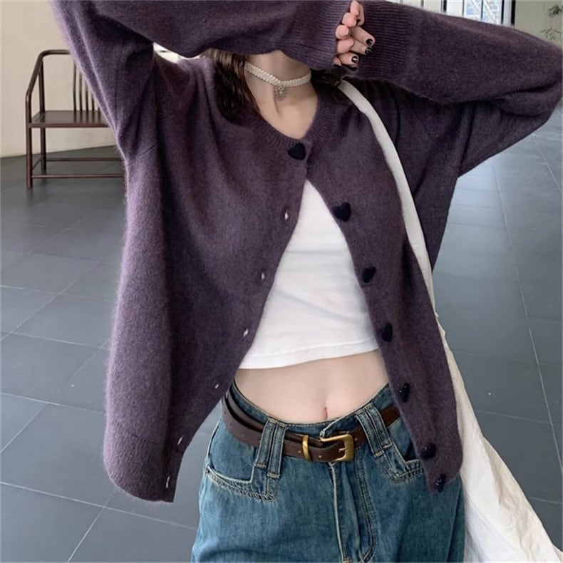 【outer】クルーネックニットカーデ　M25853