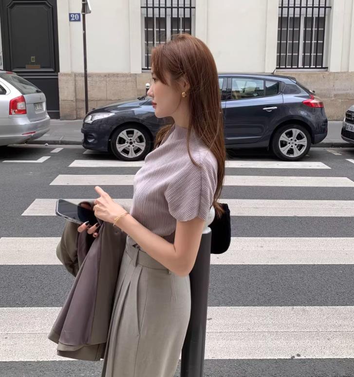 【tops】5色ハーフネックＴシャツF7422