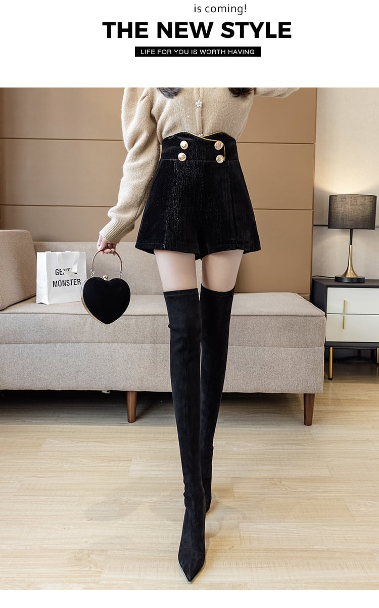 【bottoms】今季マストバイ!コールテン秋冬新作ハイウエスト合わせやすい着痩せショートパンツ G3663