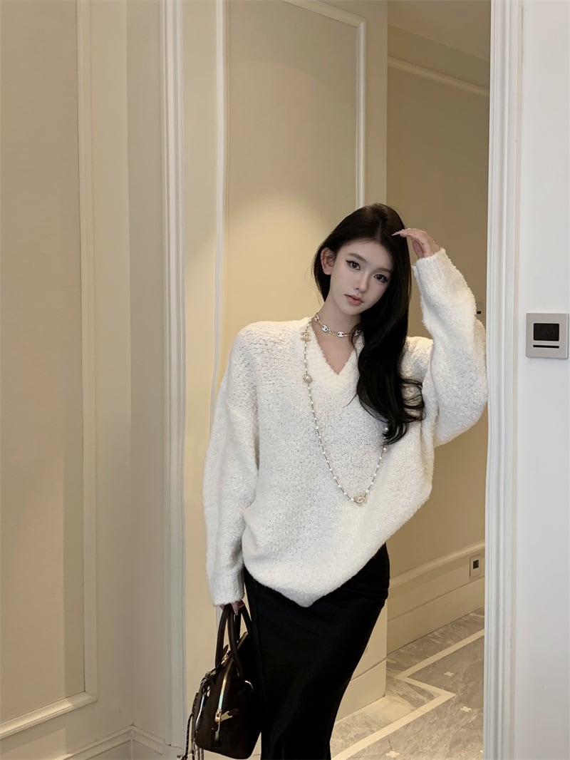 【tops】Vネックニットセーター　M28192
