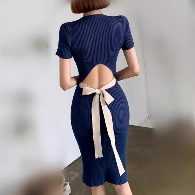 【dress】透かし彫りニットワンピース G21482