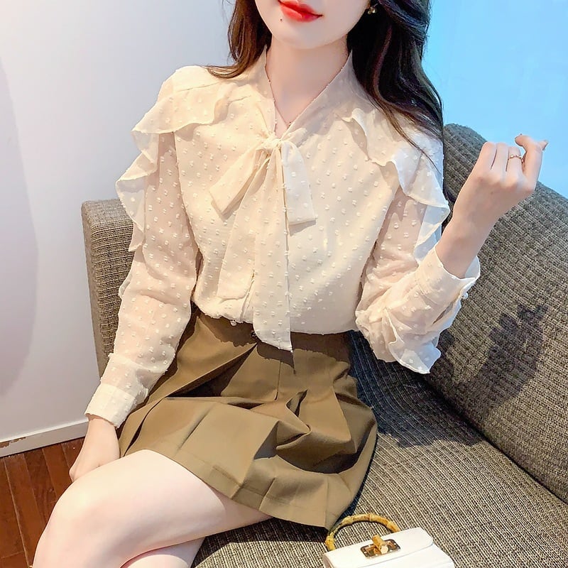 【tops】フリルシャツトップス　M25730