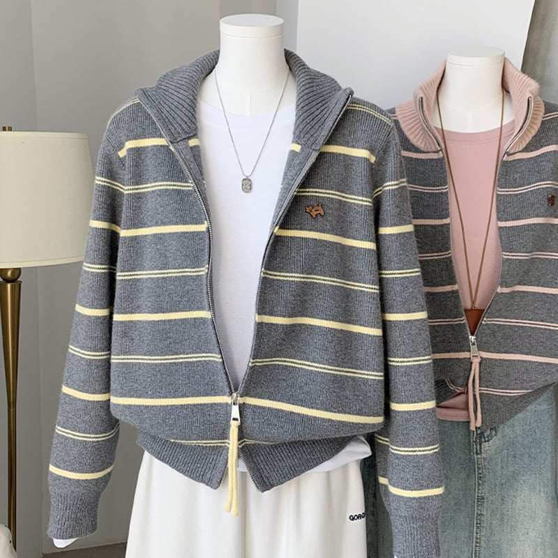 【outer】Wジップニットカーディガン Q7125