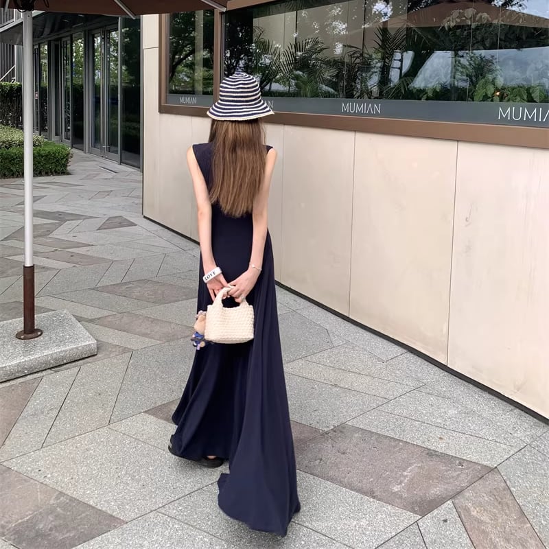 【dress】ノースリーブロングワンピース Q8262