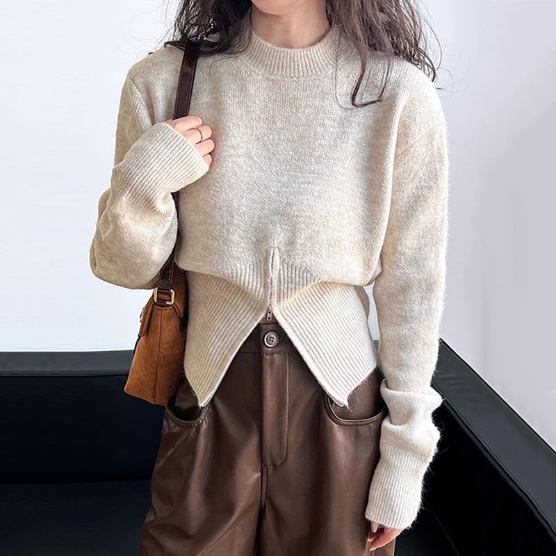 【tops】ファスナーニットセーター　M25667