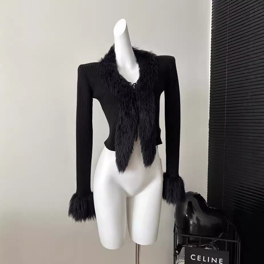 【outer】ファーニットカーデ　M28458