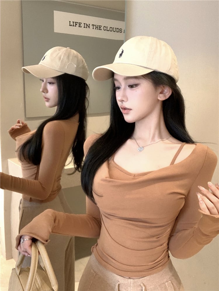【tops】切り替え長袖Tシャツ　M28178
