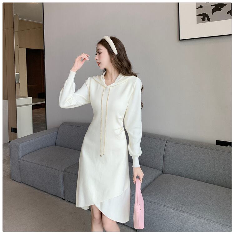 【dress】フード付きニットワンピース　M18536