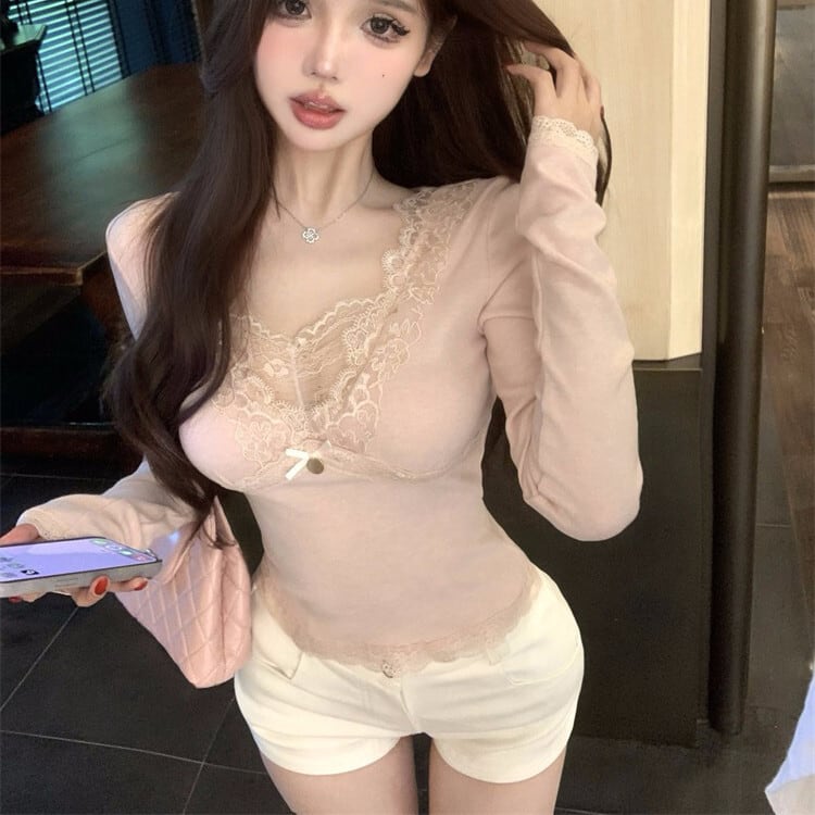 【tops】レース切り替えトップス　M29501