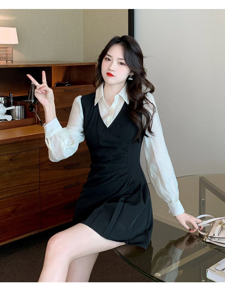 【dress】切り替えシャツワンピース　M25731