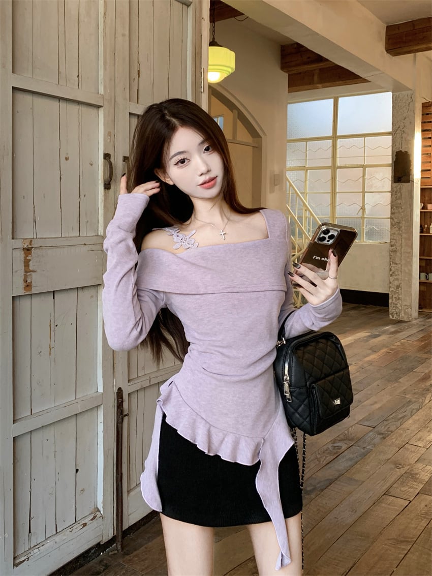【tops】不規則 イレギュラーニットトップス　M28226