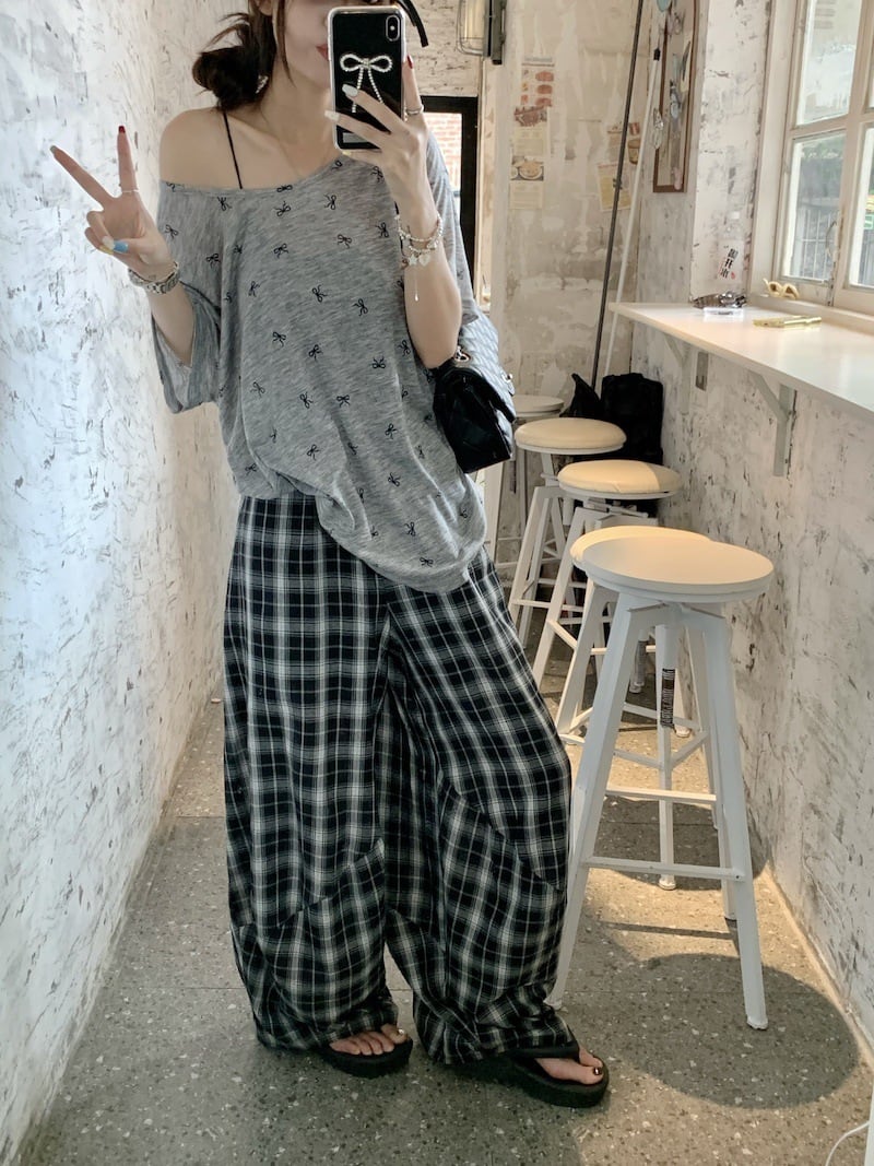 【set】Tシャツ×カジュアルパンツセット　M25139