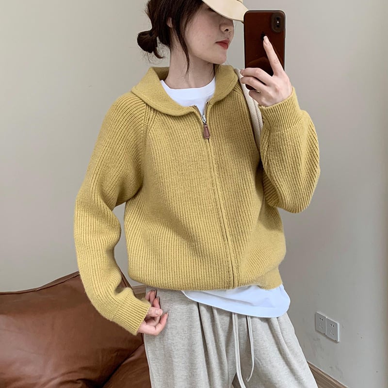 【outer】ファスナーニットカーデ　M27230