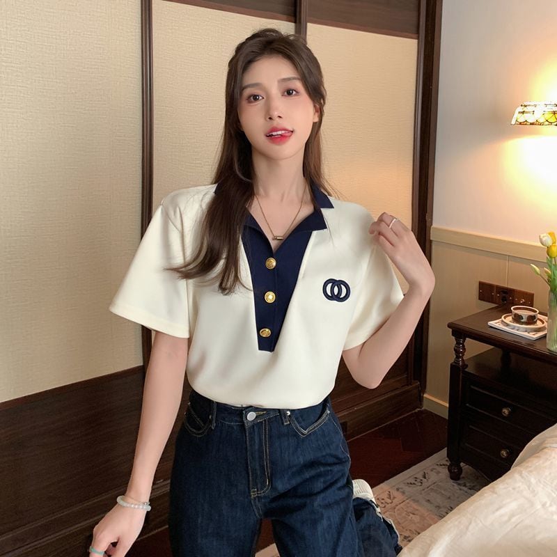 【tops】POLOネックデザインTシャツG21361