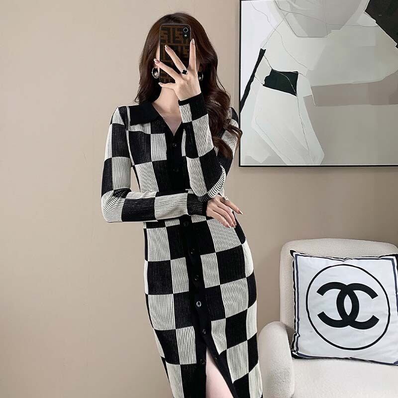 【dress】POLOネックニットワンピース　M19047