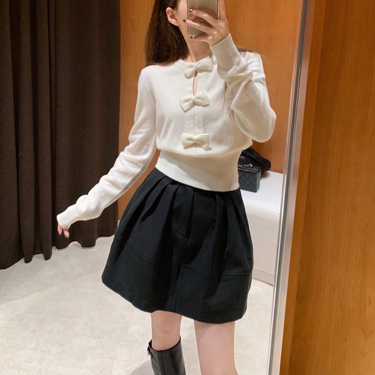 【tops】リボン付きニットトップス　N3332