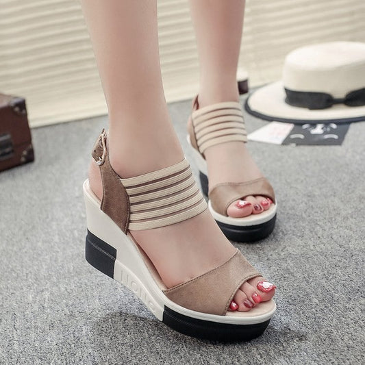 【shoes】選べる3色！履きやすい合わせやすい厚底配色韓国ファッションサンダル