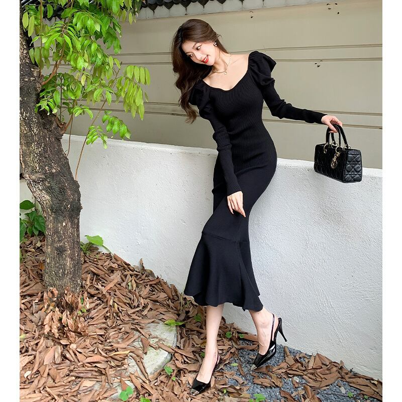 【dress】ニットマーメイドワンピース　M26967
