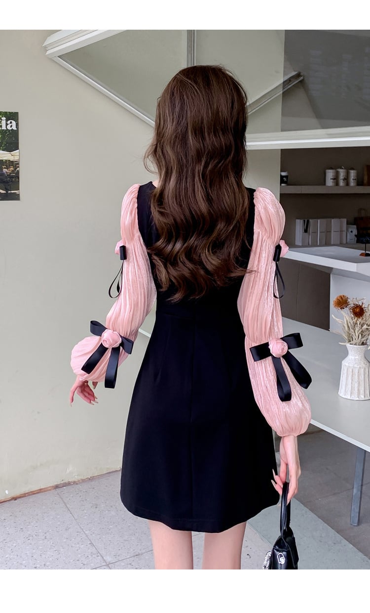 【dress】リボン付き切り替えワンピース　M26331