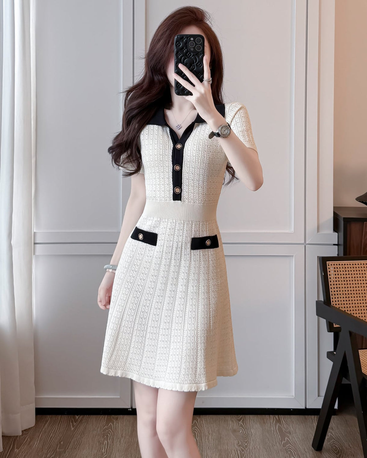 【dress】Aラインニットワンピース Q8468