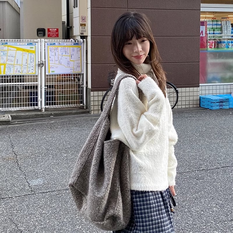 【tops】ハイネックニットトップス Q7393