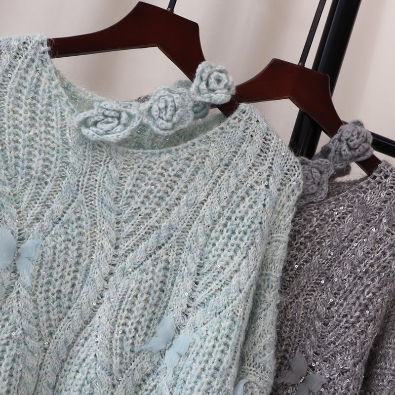 【tops】立体フラワーニットセーター　M28078