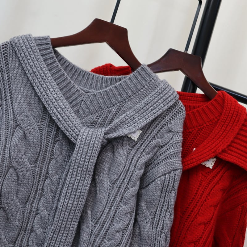 【tops】レース切り替えニットセーター　M27899