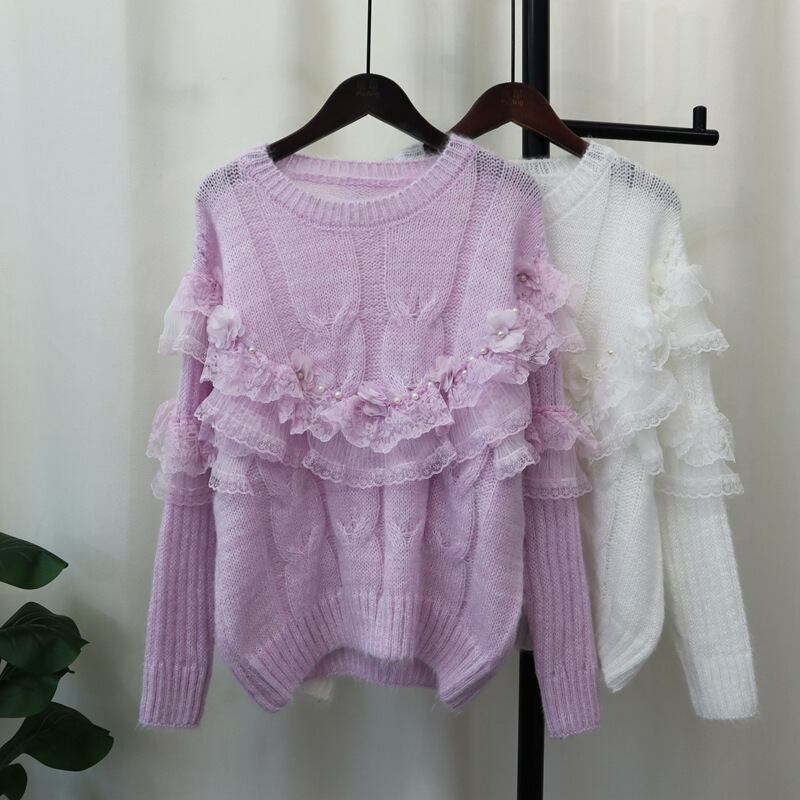 【tops】チュールコンビニットセーター　M29324