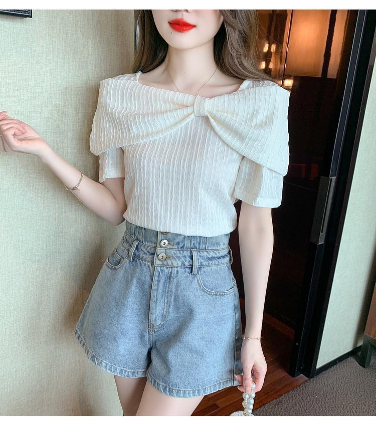 【tops】ボウタイ半袖ブラウスF7452