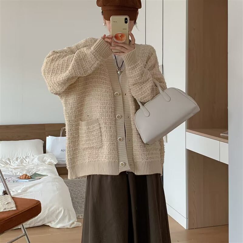 【outer】Vネックニットカーデ　M18493