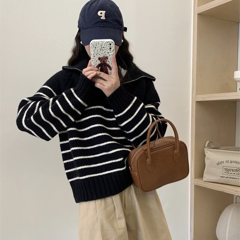 【tops】ボーダー柄ニットセーター　M27250