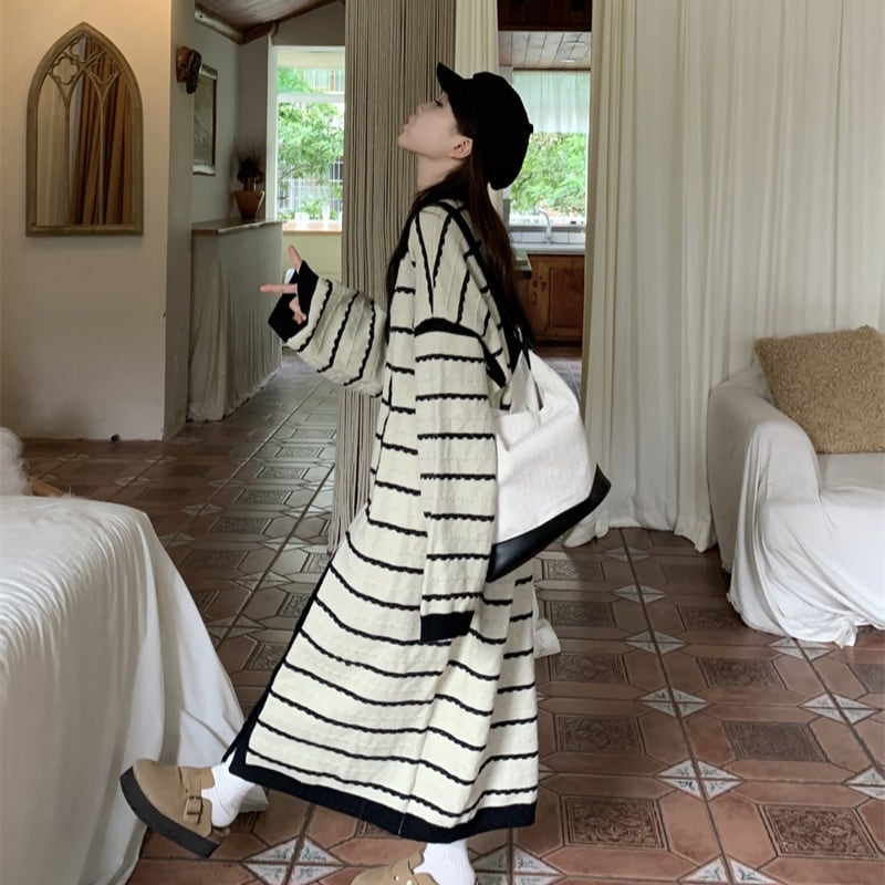 【dress】ボーダー柄ニットワンピース　M28643