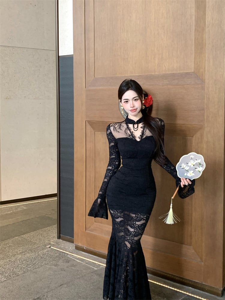 【dress】マーメイドレースデートワンピース　M28372