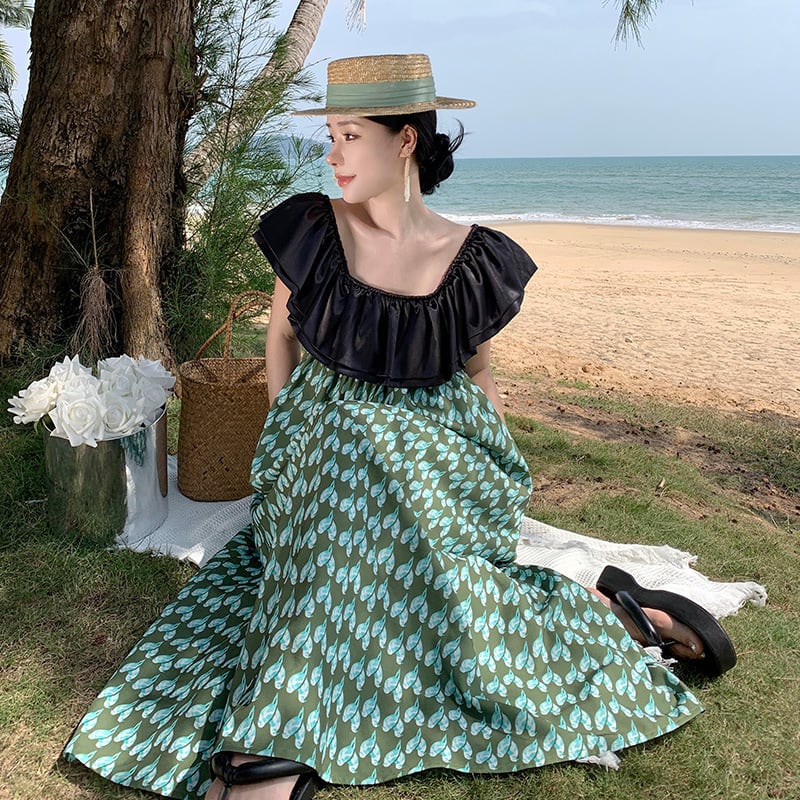 【dress】フリル切り替えワンピース　M25295