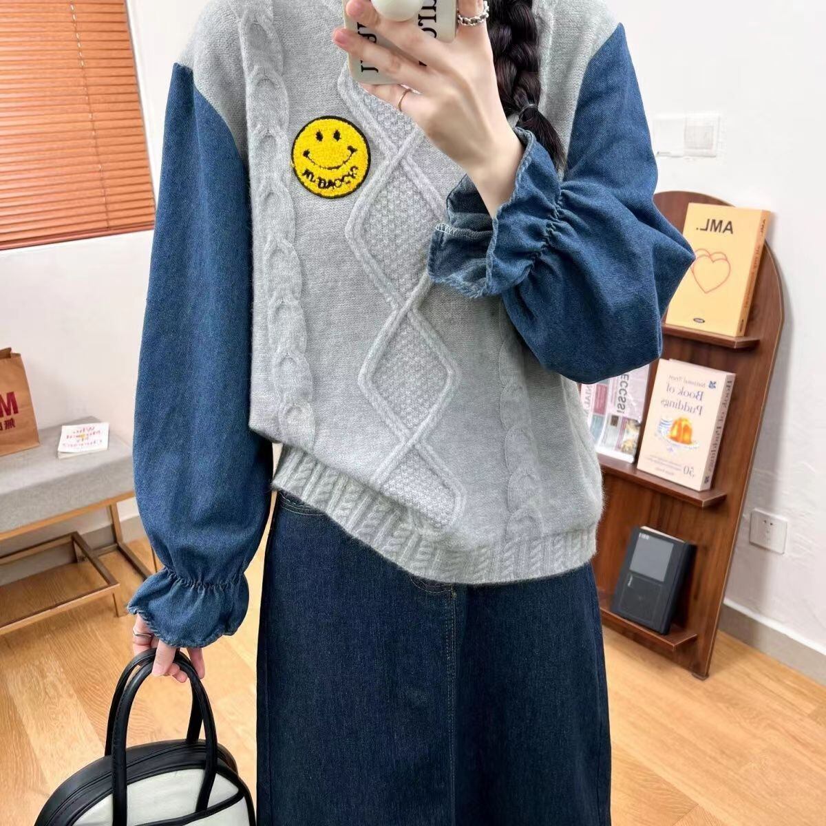 【tops】ドッキングニットセーター　M18457