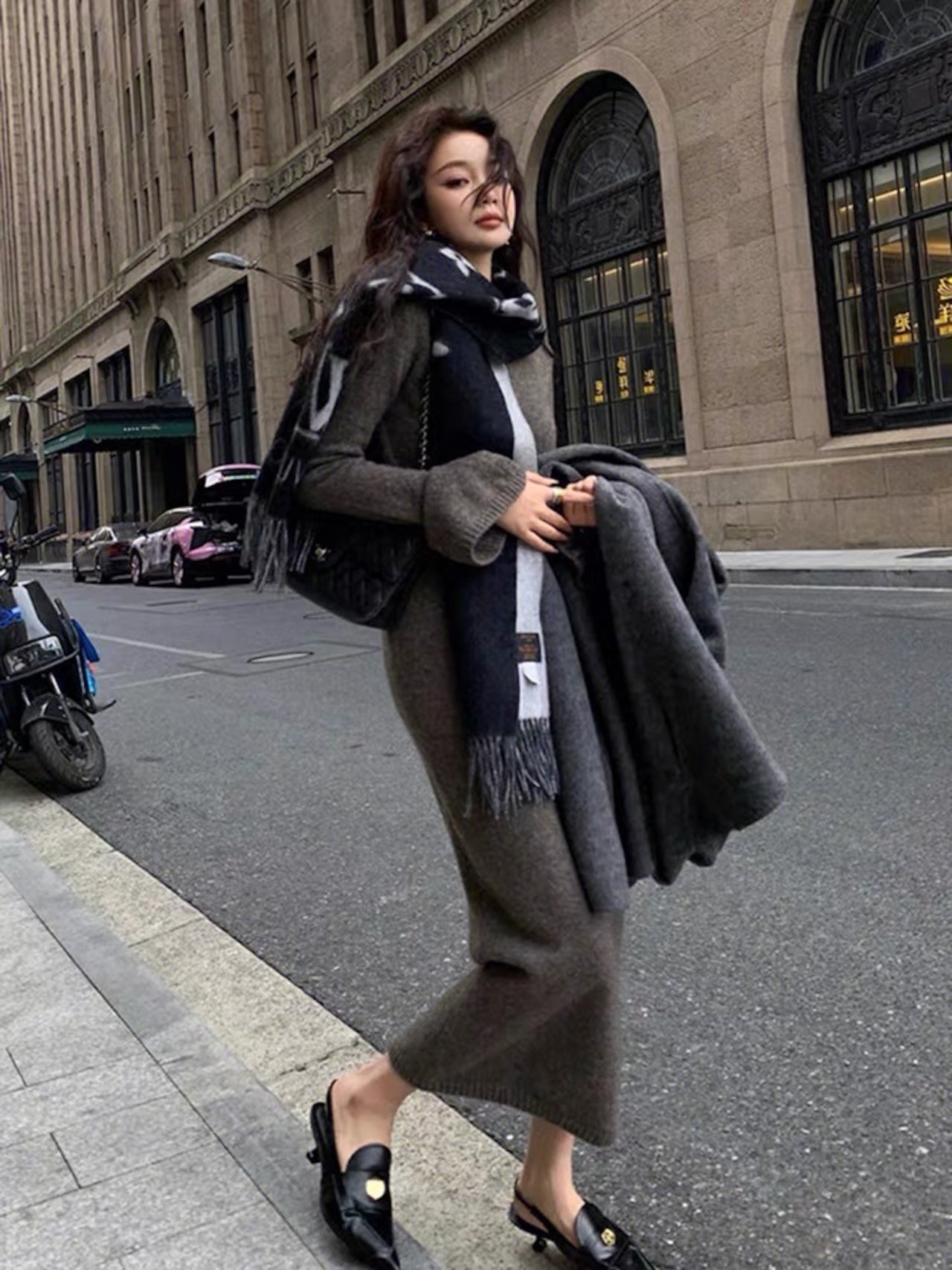 【dress】ウエストカットニットワンピースF8470