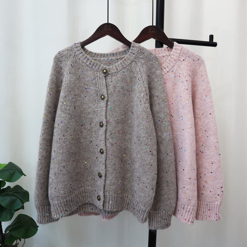【outer】クルーネックニットカーデ　M25696