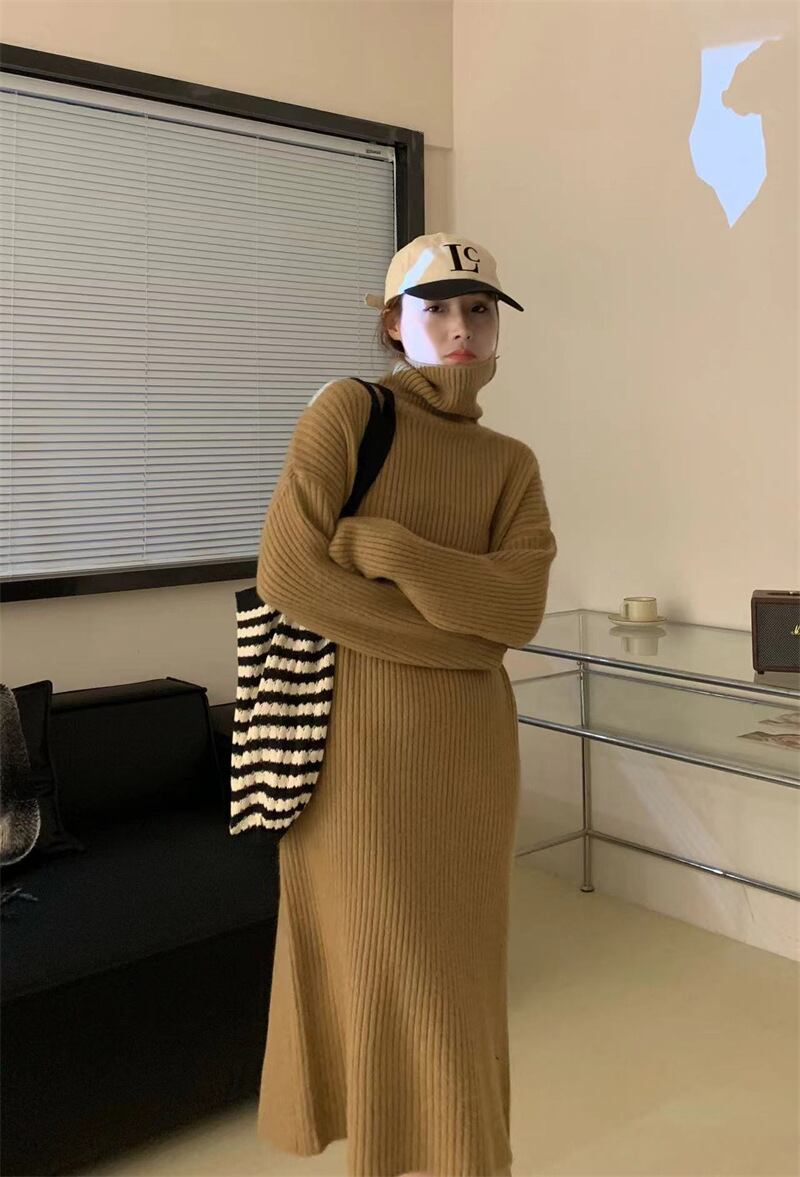 【dress】無地ニットワンピース　M19129