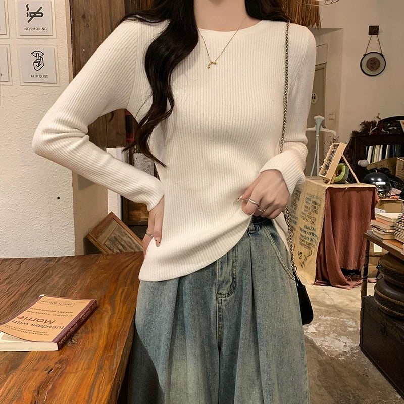 【tops】裏起毛ニットトップス Q7783